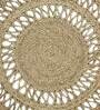 Beige Abstract Jute 3 ft x 3 ft Hand Tufted Round Carpet