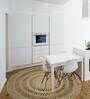 Beige Abstract Jute 3 ft x 3 ft Hand Tufted Round Carpet