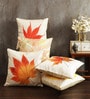 Beige Jute Floral 40x40 inches Cushion Covers Set of 5
