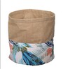 Beige Jute Floral Foldable 40 Ltr Laundry Basket