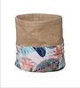 Beige Jute Floral Foldable 40 Ltr Laundry Basket