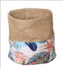 Beige Jute Floral Foldable 40 Ltr Laundry Basket