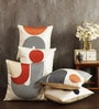 Beige Jute Geometric 40x40 inches Cushion Covers Set of 5