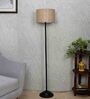 Beige Jute Shade Club Floor Lamp Iron Base
