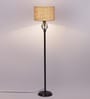 Benevento Beige Jute Shade Club Floor Lamp With Iron Base