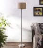 Fenerty Beige Jute Shade Club Floor Lamp With Steel Base