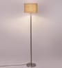 Fenerty Beige Jute Shade Club Floor Lamp With Steel Base