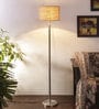 Fenerty Beige Jute Shade Club Floor Lamp With Steel Base