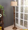 Beige Jute Shade Novelty Floor Lamp Mango Wood Base