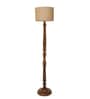 Beige Jute Shade Novelty Floor Lamp Mango Wood Base