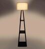 Plazo Beige Jute Shade Shelf Floor Lamp With MDF Base