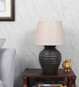 Beige Jute Shade Table Lamp With Mango Wood Base