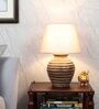 Beige Jute Shade Table Lamp With Mango Wood Base