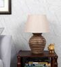 Beige Jute Shade Table Lamp With Mango Wood Base