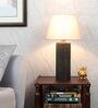 Beige Jute Shade Table Lamp With Mango Wood Base