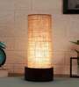 Indulge Beige Jute Shade Table Lamp With Wood Base