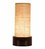 Indulge Beige Jute Shade Table Lamp With Wood Base