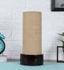 Indulge Beige Jute Shade Table Lamp With Wood Base