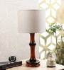 Beige Jute Shade Table Lamp with Wood Base