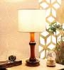 Beige Jute Shade Table Lamp with Wood Base