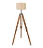 Margot Beige Jute Shade Tripod Floor Lamp With Teak wood Base