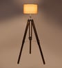 Margot Beige Jute Shade Tripod Floor Lamp With Teak wood Base