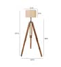 Margot Beige Jute Shade Tripod Floor Lamp With Teak wood Base