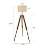 Bezalel Beige Jute Shade Tripod Floor Lamp With Teak wood Base