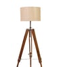 Bezalel Beige Jute Shade Tripod Floor Lamp With Teak wood Base
