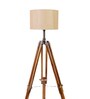 Margot Beige Jute Shade Tripod Floor Lamp With Teak wood Base