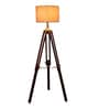 Beige Jute Shade Tripod Floor Lamp With Sheesham Wood Base
