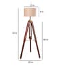 Beige Jute Shade Tripod Floor Lamp With Sheesham Wood Base