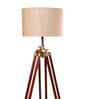 Beige Jute Shade Tripod Floor Lamp With Sheesham Wood Base
