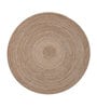 Beige Jute Solid 6 Feet Round Hand Woven Carpet