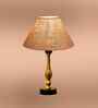 Beige Jute Table Lamp With  Metal & Wood  Base10X15 Inches