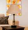 Beige Jute Table Lamp With  Metal & Wood  Base10X15 Inches