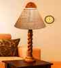 Beige Jute Table Lamp With  Wood  Base10X19 Inches