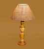Beige Jute Table Lamp With  Wood  Base10X19 Inches