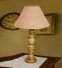 Beige Jute Table Lamp With  Wood  Base10X19 Inches