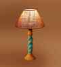 Beige Jute Table Lamp With  Wood  Base10X19 Inches