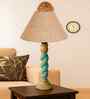 Beige Jute Table Lamp With  Wood  Base10X19 Inches