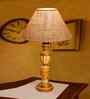 Beige Jute Table Lamp With  Wood  Base10X19 Inches