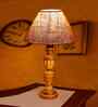 Beige Jute Table Lamp With  Wood  Base10X19 Inches