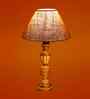 Beige Jute Table Lamp With  Wood  Base10X19 Inches