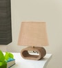 Beige Jute table lamp with  Wood Natural base (7x12 inches)