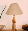 Beige Jute table lamp with  Wood Natural base(10X18 inches)