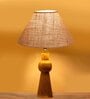 Beige Jute table lamp with  Wood Natural base(10X18 inches)