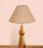 Beige Jute table lamp with  Wood Natural base(10X18 inches)