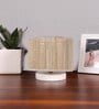 Beige Jute table lamp with White wood base -40