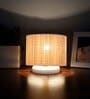 Beige Jute table lamp with White wood base -40